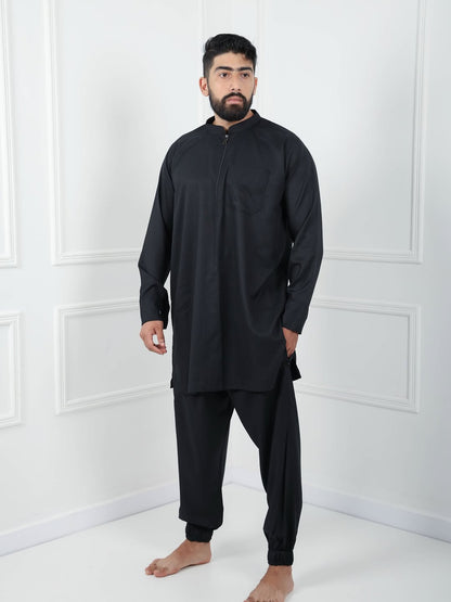 qamis homme moderne noir élégant maroc