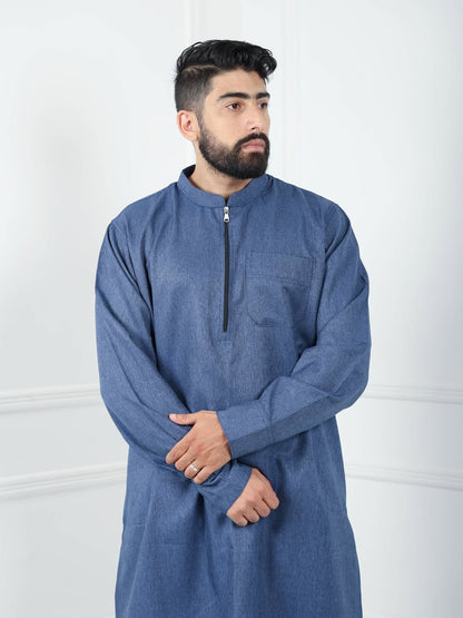 qamis moderne homme couleur bleu confort